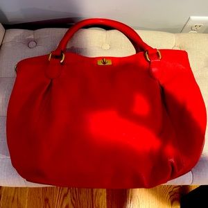 Red Leather J. Crew Bag - satchel style